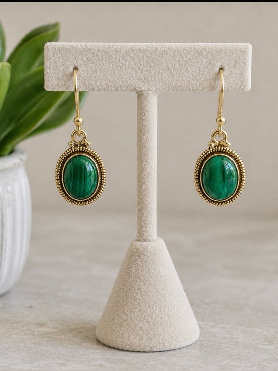 Jewelry - Malachite 925 Sterling Silver Dangle Earrings